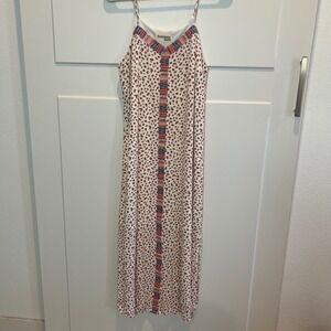 Savanna‎ Jane Dress Sleeveless Small Midi Brown Print Embroidered Bohemian Boho